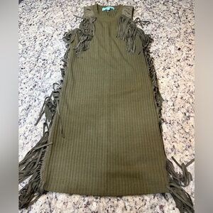 Karlie Green Fringe Mini Dress